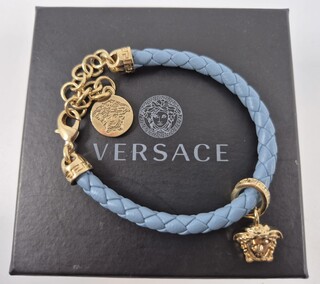Versace gevlochten leren armband met Medusa-bedel